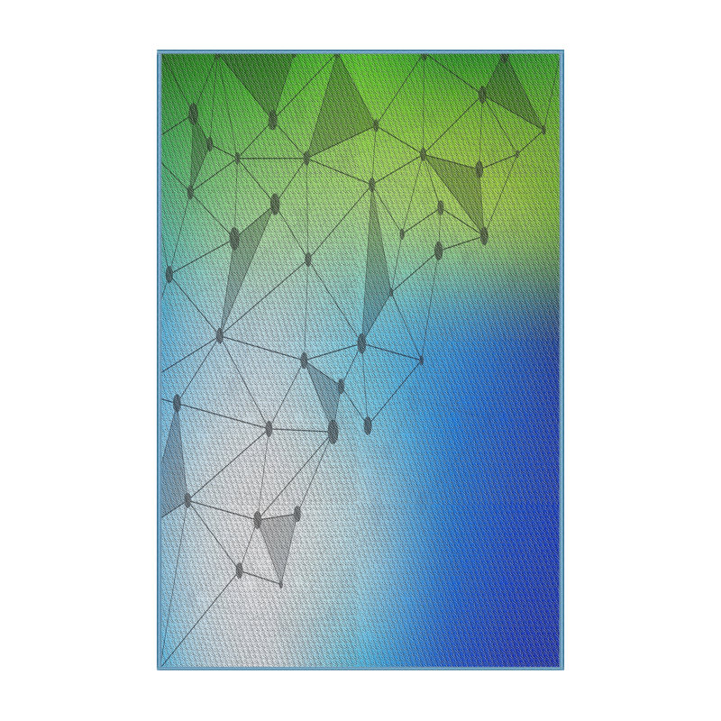Tapis bleu/vert à motifs, Rectangle 5 pi x 7 pi