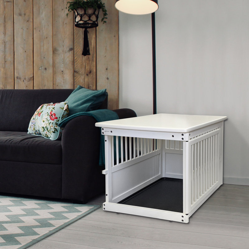 Wooden End Table Pet Crate, Medium (24" H x 25" W x 31.1" D), White