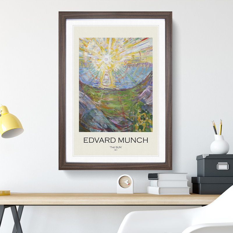 The Sun by Edvard Munch - Picture Frame Painting, Walnut Framed, 48cm H x 36cm W x 2cm D