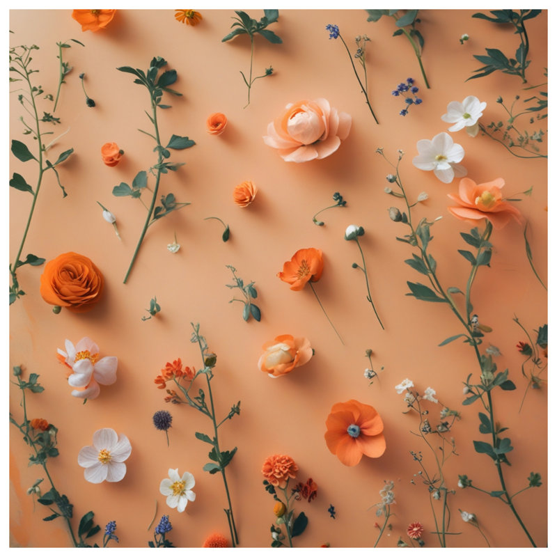 Édredon orange à motif floral, Très grand lit