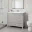 Commode moderne grise de 36 pouces, matériau en pin massif avec portes à fermeture en douceur + trois tiroirs, exquise et magnifique-1660260512-1660260517