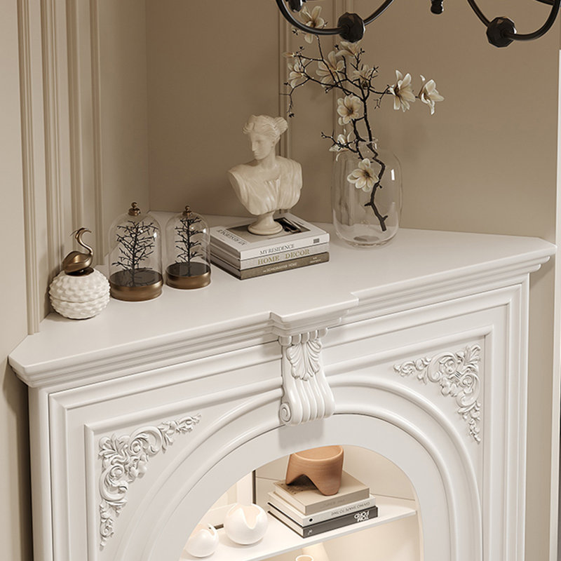 Foyer autoportant en bois massif beige