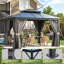 12 pi. L 10 pi. D Pavillon de jardin en métal avec double toit en polyéthylène-117164747-117493885