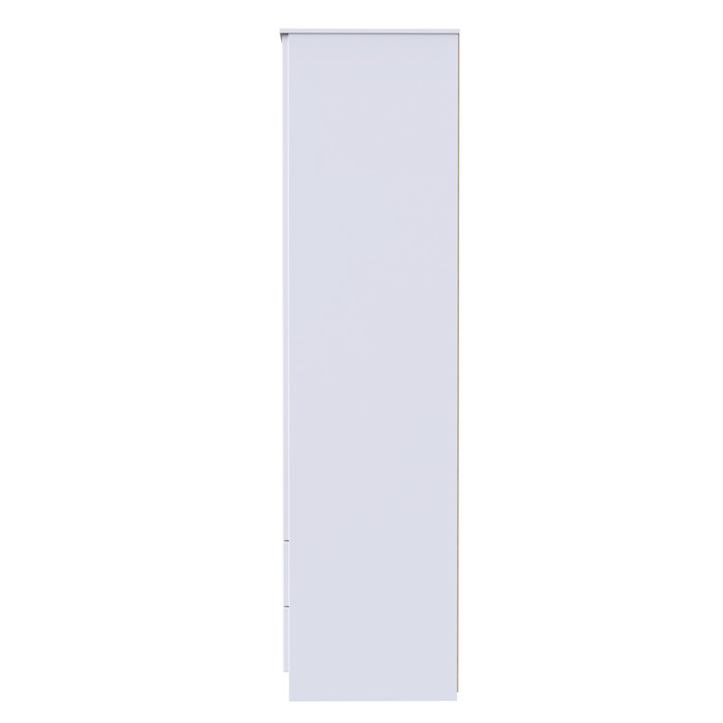 Fully Assembled 2 Door Wardrobe, 197cm H x 74cm W x 53cm D, White