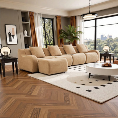 Effortless Luxury Modular L-Shaped Sofa with Plush Teddy Fabric, Zero Assembly & Anti-Slip Comfort – for Living Spaces