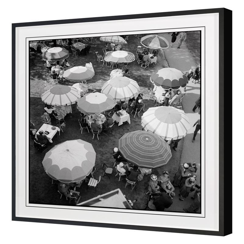 Café Umbrellas Print by Grand Archives, Black Framed, 36" H x 36" W