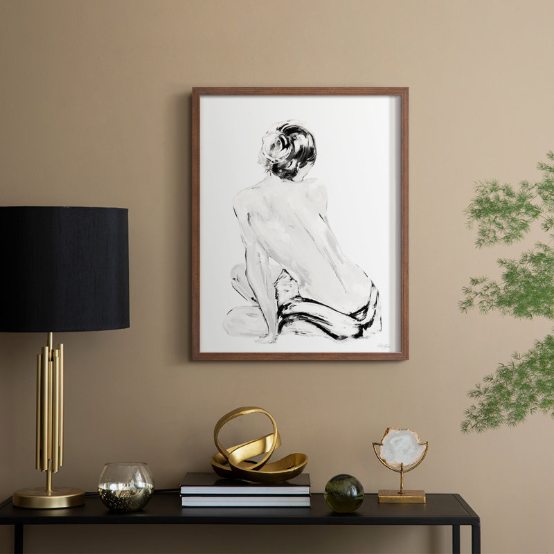Impression impressionniste «Soft Nude II», bois massif, Noyer, H 21 po x l 17 po