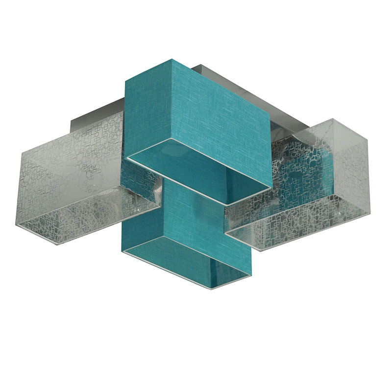 Seaton Semi Flush Mount, Wenge, Turquoise/Silver
