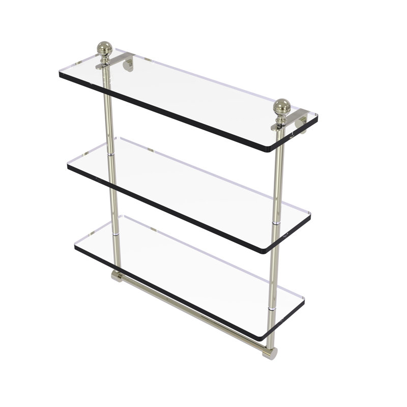 Gober 3 Piece Tiered Shelf with Towel Bar, 16", Polished Nickel