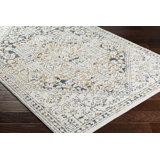 Rectangle Denisia Oriental Machine Woven Polyester Area Rug in Cream/Blue
