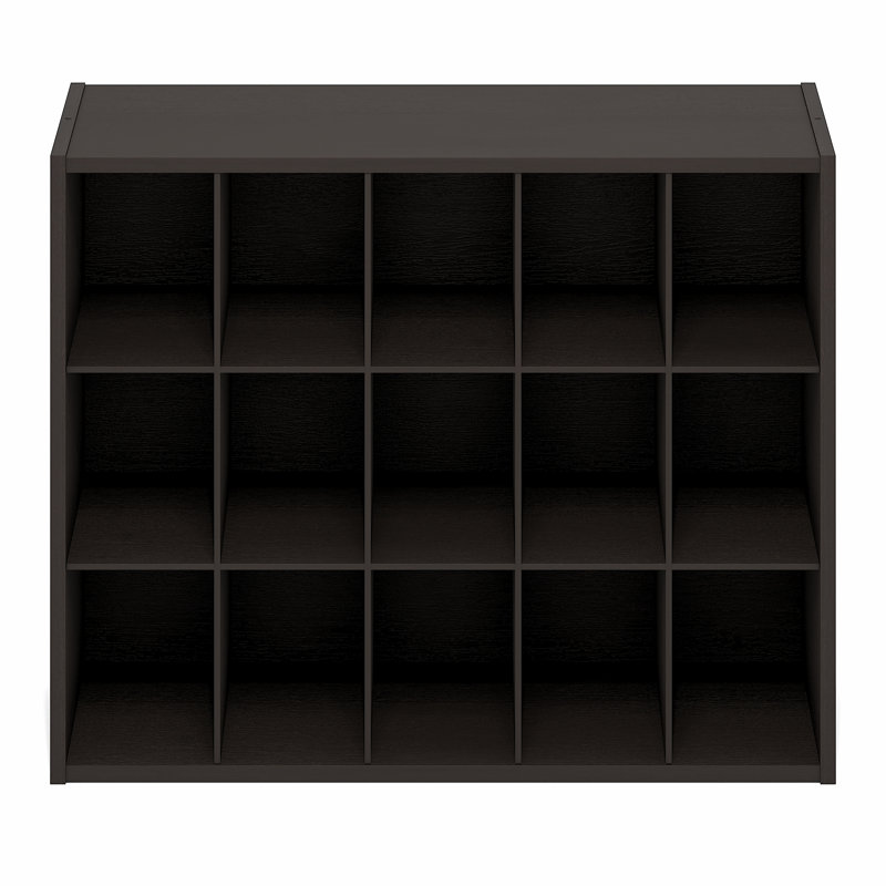 Furinno FANO Shoe Rack, 15-Cube Shoe Organizer, Stackable Shoe Storage, 11.4 x 24.2 x 19.3, for Closet Entryway, Office, Garage, Black Dark Oak