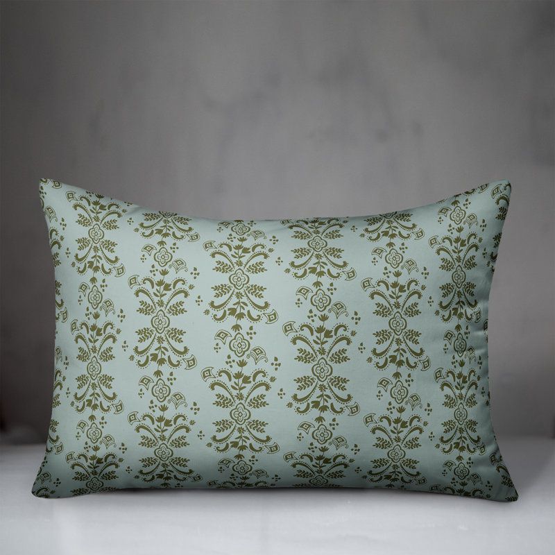 Coussin floral lombaire rectangulaire, Vert