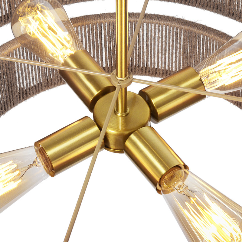 Lustre tambour 21 lumières à 2 niveaux tissé à la main à 2 niveaux avec hauteur réglable et finition laiton 21 pouces