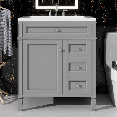 Ensemble de meuble-lavabo moderne de 30 pouces avec lavabo sur le dessus, comprenant 2 tiroirs et un tiroir supplémentaire