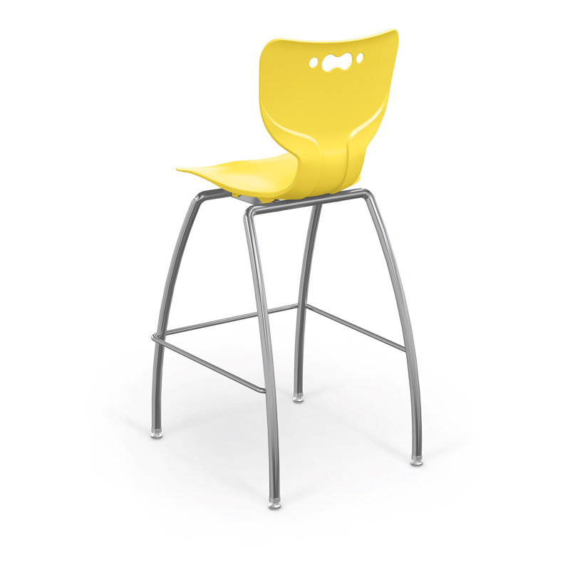 Tabouret de classe à 4 pieds Hierarchie, Jaune, H 45,75 po x l 20,5 po x P 22 po