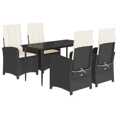 Ensemble de salle à manger de jardin d'extérieur noir et blanc crème