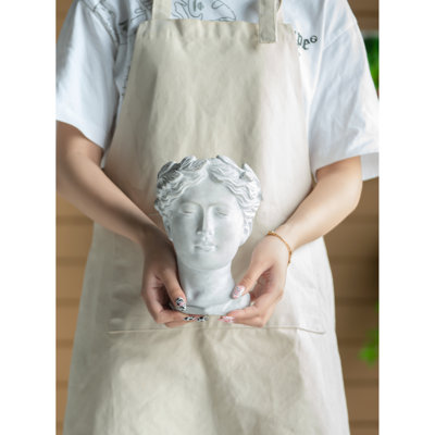 Vase à fleurs d'intérieur en ciment de style grec - 900 ml, vase gris, 6,3 x 5,9 x 9,1 pouces, pour pot à fleurs 4,39 lb