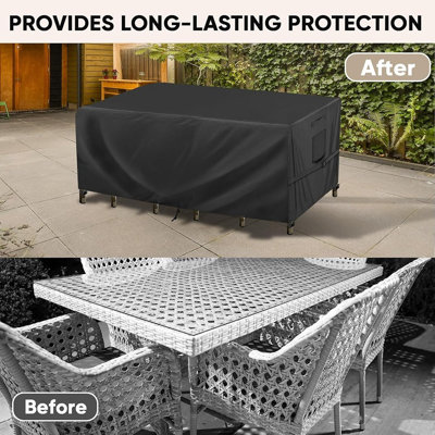Waterproof Patio Furniture Cover – Heavy-Duty 420D Oxford Fabric, UV & Fade Resistant, Windproof Straps