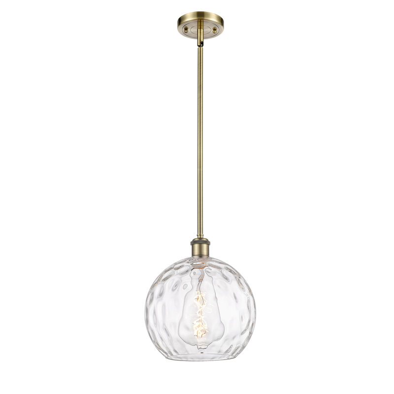 Luminaire suspendu sphérique 1 lumière Cindi, Laiton antique, H 13 po x l 10 po x P 10 po, DEL
