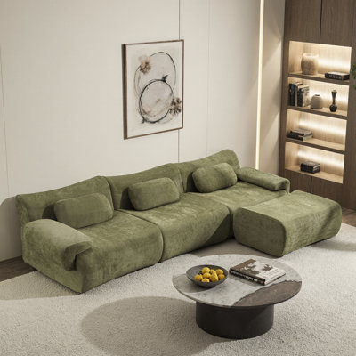 Ensemble de canapé modulaire en chenille d'inspiration bambou, canapé modulaire 3 + 1 places avec coussins, ensemble de compression, pour le salon