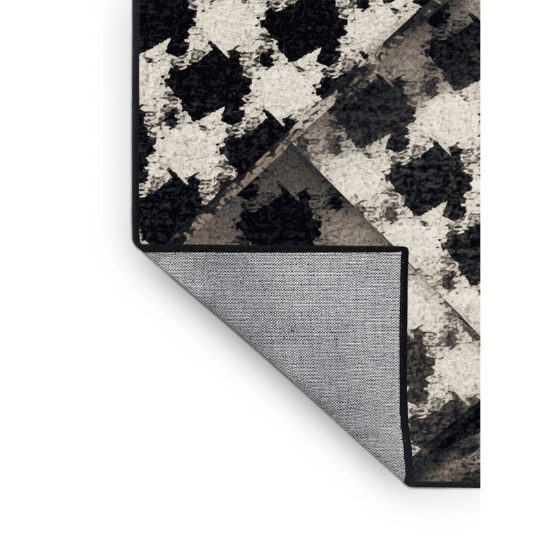Tapis à carreaux gris BCBG lavable à la machine Arverne, 5x8