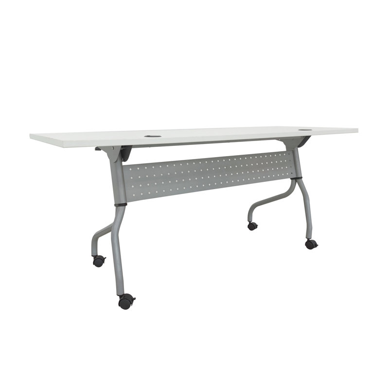 Rectangle 2 Person Flip Top Modular Training Table with Casters and Modesty Panel and Cable Management, 72" H x 24" W x 30" D