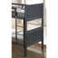 Lit superposé simple au-dessus d'un lit superposé en bois massif brun anthracite réversible, conception à lattes, tête de lit à panneaux et insert et serrure, centre de chambre à coucher de style transitionnel en bois franc, tête de lit, joint pour agencement
