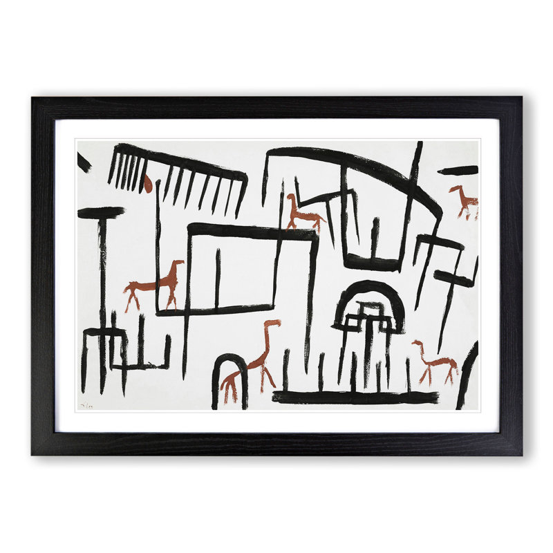 Animals in an Enclosure by Paul Klee - Framed Print, 48cm H x 65cm W x 2cm D, Black