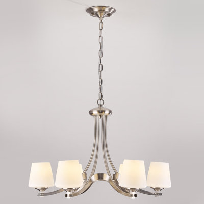 6-Light  Dimmable chandelier comes with frosted opalescent glass