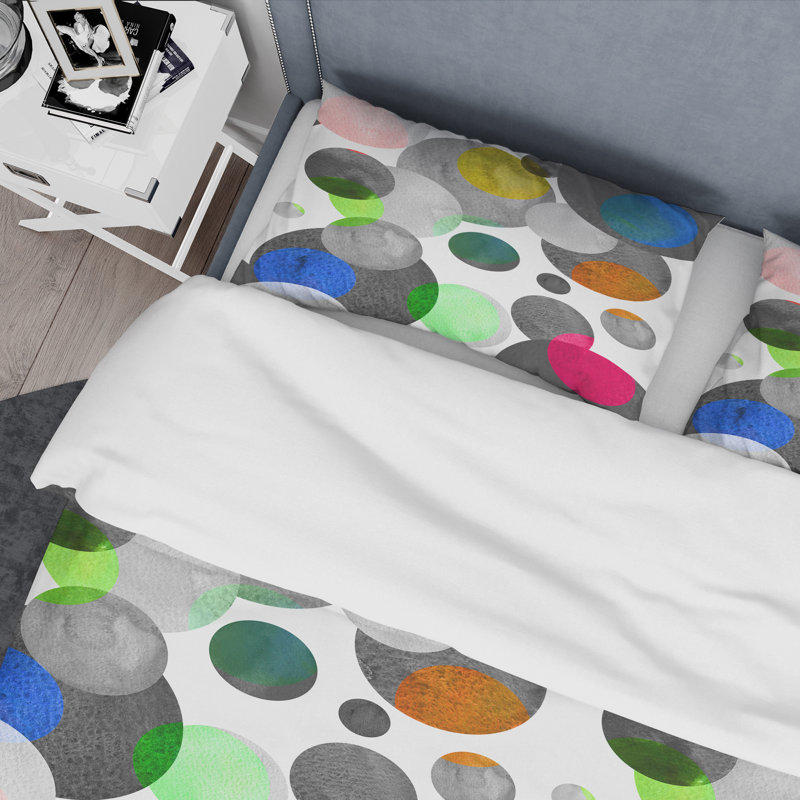 Grey/Green Microfiber 2 Piece Duvet Cover Set, Full/Queen Duvet Cover + 2 Standard Shams