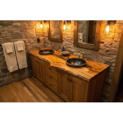Plateau de meuble-lavabo en châtaignier anglais personnalisable