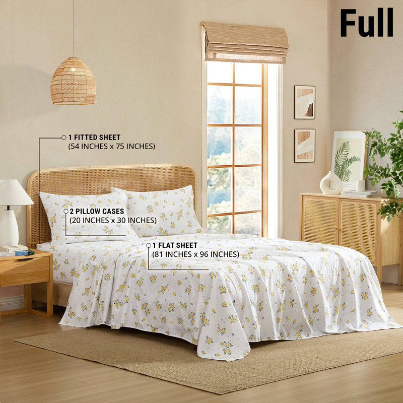 HLC.ME Blue & Yellow Floral Bed Sheets - Wrinkle Resistant & Ultra Soft - Fits Mattresses up to 15 Inches Deep (Blue)