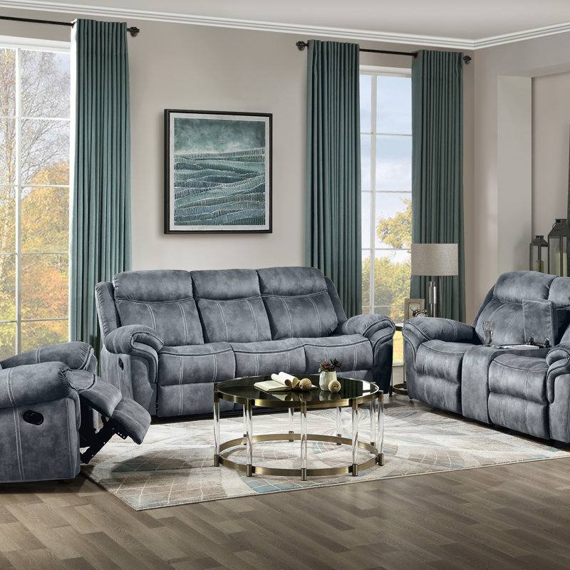 Luxueux ensemble inclinable en velours bicolore 3 pièces avec charge USB et rangement, parfait pour le confort et la fonctionnalité modernes