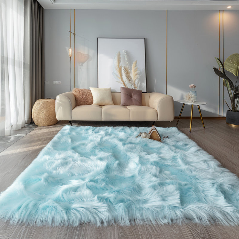 Macie-Lou Faux Sheepskin Indoor Rug, Rectangle 5' x 8'