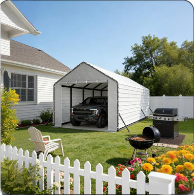 7x10 ft Outdoor Portable Storage Shed with 2 Roll-Up Doors & Vents for Motorcycle, Firewood, Garden and Tools
