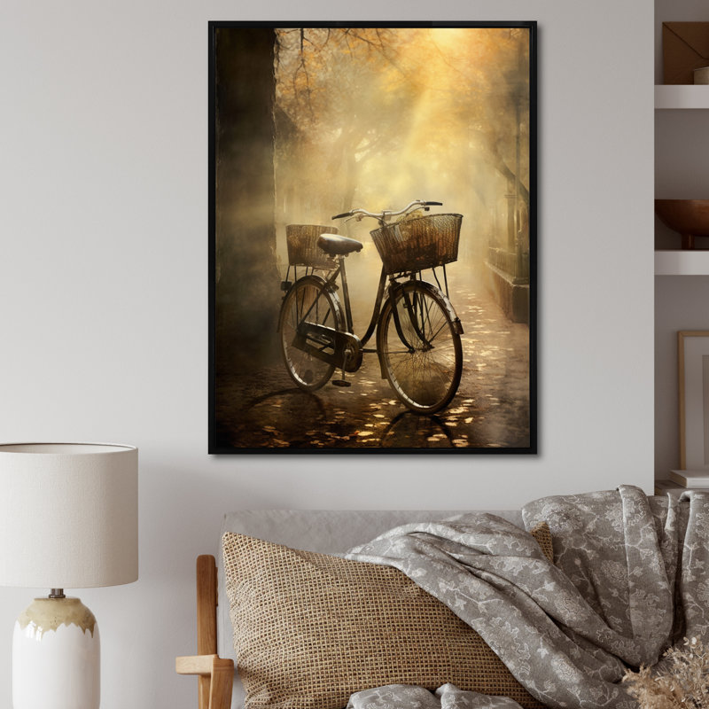 «Castera Bicycle Atmospher Rides An I», reproduction d'art sur toile, H 32 po x l 16 po x P 1 po, Cadre flottant noir