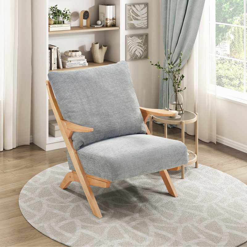 Chaise d'appoint de style Mid-Century moderne, Gris, Naturel