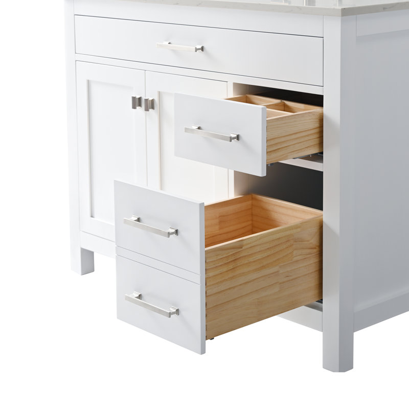 Trevor 42" W Single Vanity, White/Brushed Nickel