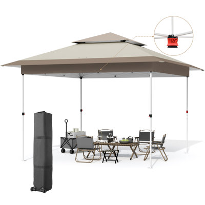 Tente auvent facile à installer, auvent extérieur instantané avec pattes extensibles, abri commercial pliant pour une personne avec sac à roulettes amélioré, parasol
