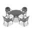 Ensemble de 5 meubles de patio en aluminium coulé avec cadre et coussins de siège bleus