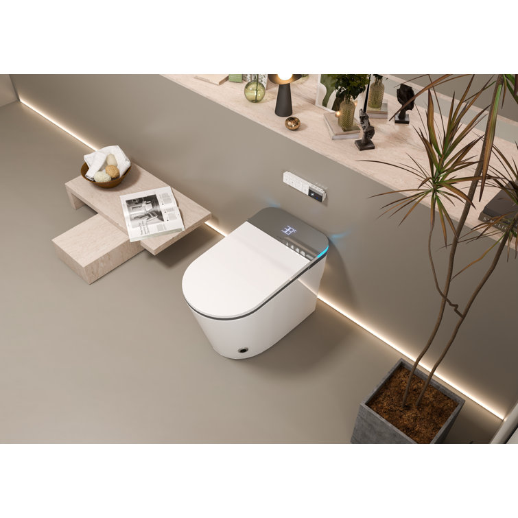 MEJE Luxury One Piece Smart Toilet, Heated Bidet with Dryer and Warm Water, Auto Flush, Auto Open and Close, with Remote Control, Night Light, White