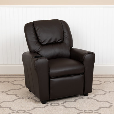Contemporary Kids Recliner with Cup Holder and Headrest
