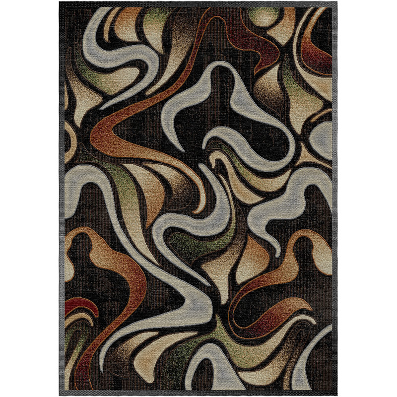 Tapis de couloir Ofelio avec vagues à tourbillon moderne Abstarct, polypropylène - multicolore