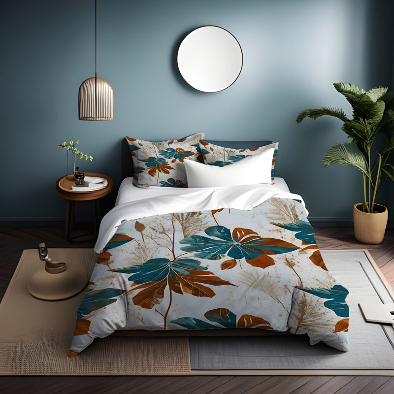 Polyester Floral Duvet Cover, King Duvet Cover + 2 King Shams