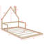 Lit en bois, cadre de lit avec tête de lit en forme de maison-395966702-395966701