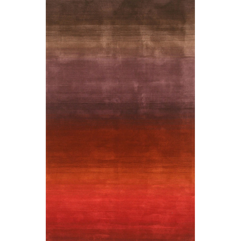 Tapis moderne corail en laine noué à la main à motif dégradé Horizon