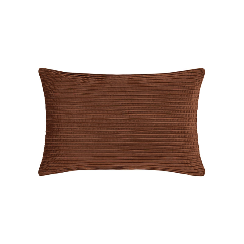 Terracotta Velvet Pleated Lumbar Decorative Throw Pillow Cover