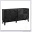 Buffet 60,5 po Mid-Century moderne avec motif géométrique, tablettes réglables et buffet cannelé-2076850503