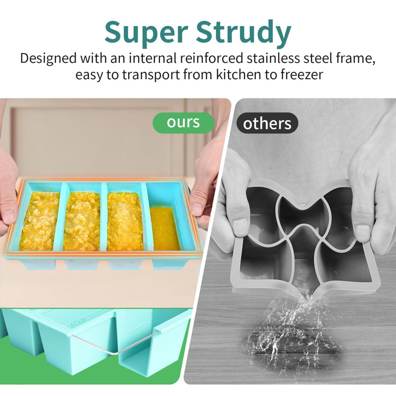 Silicone Freezer Tray For Sauce Cube: Silicone Freezing Tray For Broth Soup Storage - Freeze 250Ml 125Ml Souped Portion