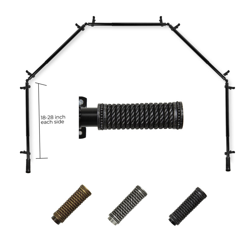 Tringle à rideaux simple à baie vitrée réglable de 0,81 po à 0,81 po Yessenia, 18 po - 28 po (chaque côté), Noir